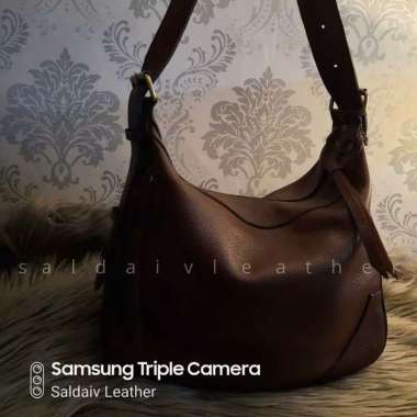 MIVASO [Size M] Tas KULIT ASLI Hannah Hobo SDL097 moka