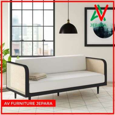 KURSI SOFA ROTAN ALAMI - SOFA SCANDINAVIAN MINIMALIS - SOFA TAMU JATI
