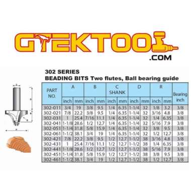 Benz Mata Router 302-011 Beading Bit Two Flutes Bearing