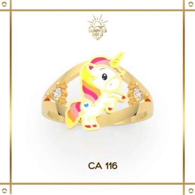 CINCIN ANAK EMAS ASLI KADAR 6K (300), 8K (375) & 16K (700) CINCIN UNICORN IMUT KODE CA 116 6K/300