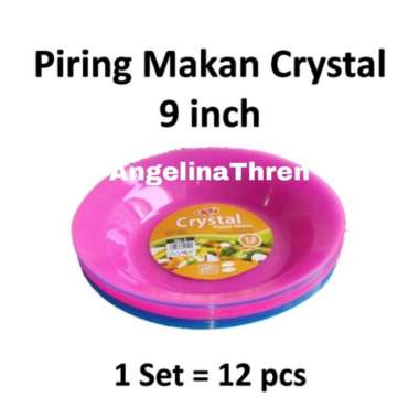 PIRING PLASTIK 9 INCH CRYSTAL - PIRING MAKAN KH 9 CRYSTAL 12 Pcs