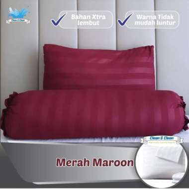 Sarung Bantal Hotel 50x70 Cotton Microtex Salur | Sarung Guling 35x100 SARUNG BANTAL MERAH