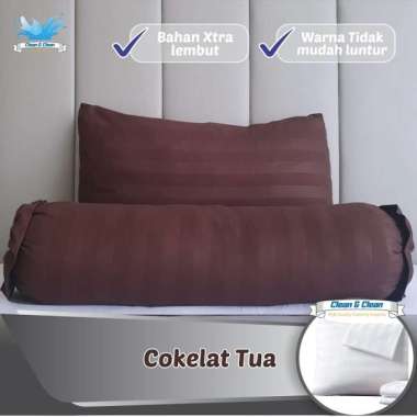 Sarung Bantal Hotel 50x70 Cotton Microtex Salur | Sarung Guling 35x100 SARUNG GULING COKLAT