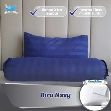 Sarung Bantal Hotel 50x70 Cotton Microtex Salur | Sarung Guling 35x100 SARUNG BANTAL BIRU