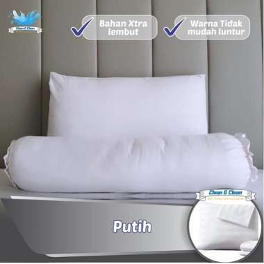 Sarung Bantal Hotel 50x70 Cotton Microtex Salur | Sarung Guling 35x100 SARUNG GULING PUTIH