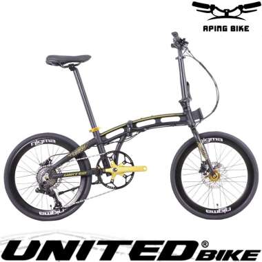 Sepeda United Nigma V 20" Sepeda Lipat Dewasa Folding Bike 20 inch Black-Gold