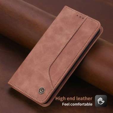 Infinix Smart 6 Smart 7 Wallet Leather Case Cover Dompet POLA brown