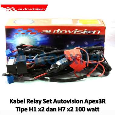 Kabel Set Relay Autovision Apex3R untuk Lampu Mobil H1 H7 12V 100W Watt Tinggi 4x40A