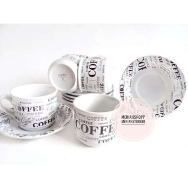 Cangkir Gelas Piring 12pcs/set 200ml Kopi Coffee Taniti Keramik Teh Hitam