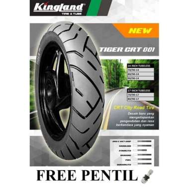 Ban Luar Motor Tubeless Kingland 80/90-17 Tiger CRT Free Pentil Ring 17 Original 100%