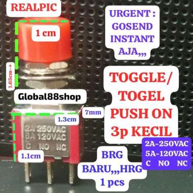 Push On Off Togel 3 Pin Merah