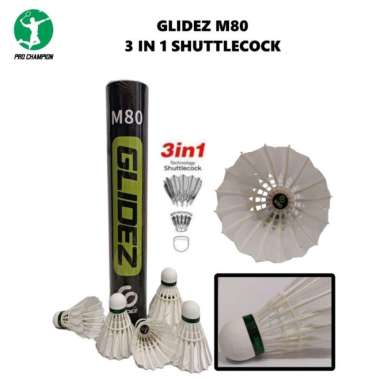 Shuttlecock Cock Kok Badminton Glidez M80 M 80 Black 3 in 1 SPEED 77