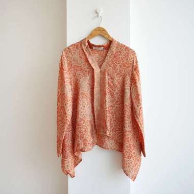Benangsari Tiara Top Atasan Batik Wanita Blouse Sekar Jagat Orange