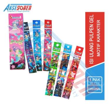 Aksesoren Refill Pulpen Gel [1 Pak / 20 Pcs] / Isi Ulang Pulpen Tinta Hitam / Ballpoint Gel Pen Pere