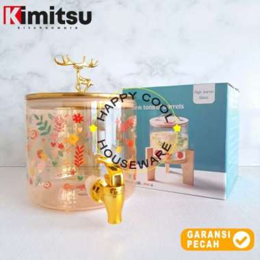 KIMITSU 1set Drink Juice Bucket 2,6L Drink Jar Kaca Kran Tanpa Stand Drink Jar Saja