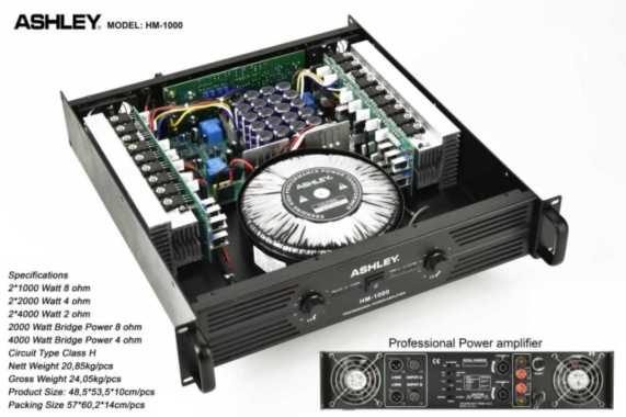 100% Produk Ori Power Ampli 4000 Watt Amplifier Ashley Hm 1000 Class H Ori Sub Sound Multicolor