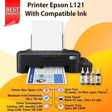 Baru Printer Epson L121 A4 Tank Printer Epson L121 L 121 L121 Terbaru COMPATIBLE INK