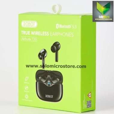 Headset Robot Airbuds T30 Wireless Bluetooth Earphone TWS Earbuds Hitam