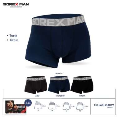 (3 PCS) Sorex Man Boxer Celana Dalam Pria Signature Trunk Katun M 3019 M