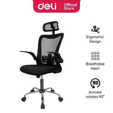 Office Chair / Kursi Kantor Deli Ketinggian Bisa Diatur Hitam (E4925)