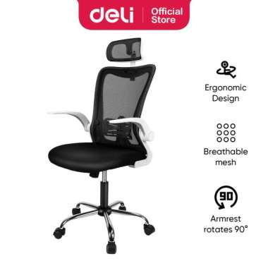 Office Chair / Kursi Kantor Deli Ketinggian Bisa Diatur Putih (E4926)