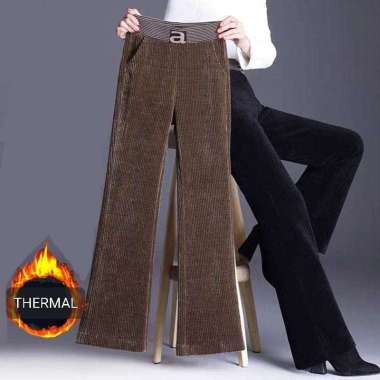 VERISH STRIPES CORDUROY WINTER THERMAL PANTS WOMAN CELANA PANJANG WANITA MUSIM DINGIN CORDUROY XXL C