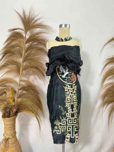 EF981 DRESS MODRN/DRESS BATIK CHEONGSAM/DRESS QIPAO EF981 YBL_BLACK_LACE_BLACK