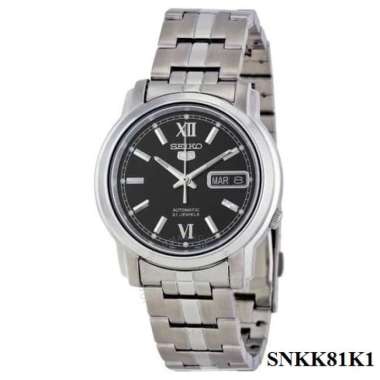 JAM TANGAN PRIA SEIKO 5 SILVER BLACK AUTOMATIC ORIGINAL GARANSI RESMI 1 TAHUN SNKK81K1