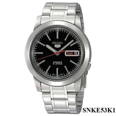 JAM TANGAN PRIA SEIKO 5 SILVER BLACK AUTOMATIC ORIGINAL GARANSI RESMI 1 TAHUN SNKE53K1