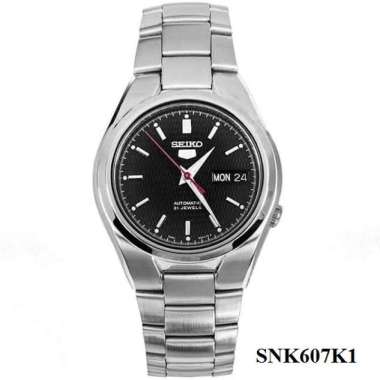 JAM TANGAN PRIA SEIKO 5 SILVER BLACK AUTOMATIC ORIGINAL GARANSI RESMI 1 TAHUN SNK607K1