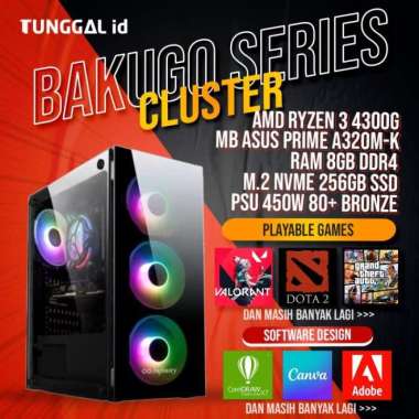 PC RAKITAN | Ryzen 3 4300G APU | A320M | SSD | 8GB | GAMING & DESIGN 512GB NVMe PC ONLY