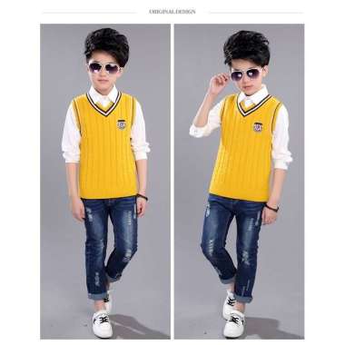 VERISH Rompi hangat anak cowok winter vest knitted rajut knit warm thick import boys girls KIDS kore