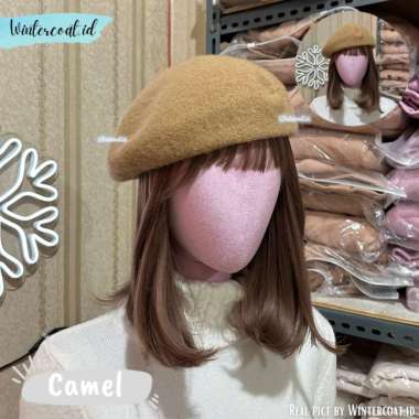 VERISH Beret Hat pumpkin wool topi pelukis wol baret vintage kupluk musim dingin wanita import korea