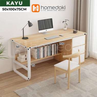 Homedoki Meja Kantor / Meja Komputer / Meja Kerja Minimalis / 120cm Meja Belajar / Meja Kantor Denga