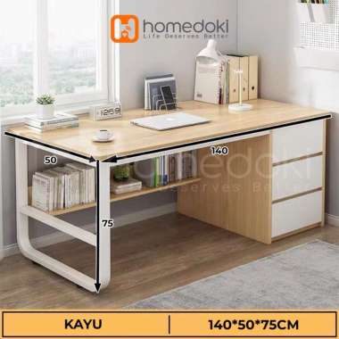 Homedoki Meja Kantor / Meja Komputer / Meja Kerja Minimalis / 120cm Meja Belajar / Meja Kantor Denga