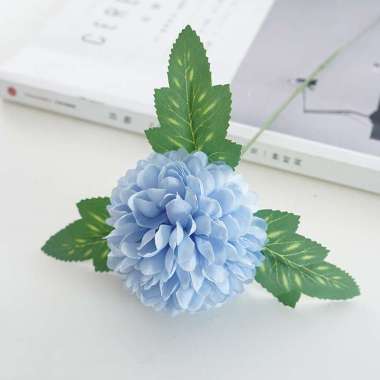 Artificial Krisan Bulat Pom Pom Kelopak Berlapis Filler Buket Bunga Wisuda – AF79 Biru