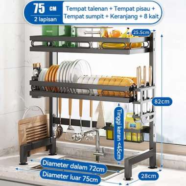Rak Cuci Piring Wastafel Rak Dapur New 75cm-2 Tingkat