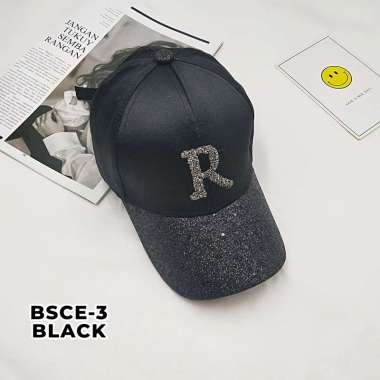 VERISH Topi Wanita Korea Baseball Gaya Jepang Satin Glitter Logo R Fashion Casual Cap Kualitas Impor