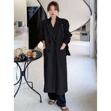 Jas Long Coat Cewe Long Coat Blazer Korean Style Wanita XXL white