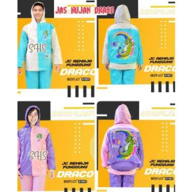 Jas Hujan Jaket Celana Backpack Anak Remaja Draco Terbaru Motif Anak Naga Random warna