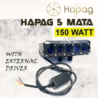 LAMPU TEMBAK SOROT LASER LED HAPAG 5 MATA EXTREME BRIGHT 150 WATT 12-24V PUTIH KUNING 1 PCS LAMPU