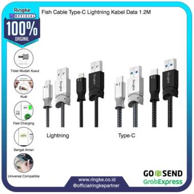 Ringke Braided Fast Charge Fish Cable Type-C Lightning Kabel Data 1.2M Lightning