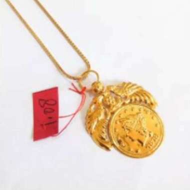 Set Kalung dan Liontin Koin Elegant Emas Asli