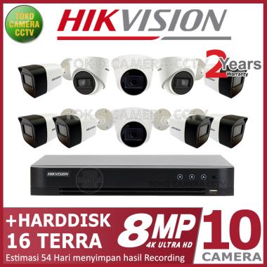 PAKET CCTV HIKVISION 8MP 16 CHANNEL 10CAMERA 16 TB