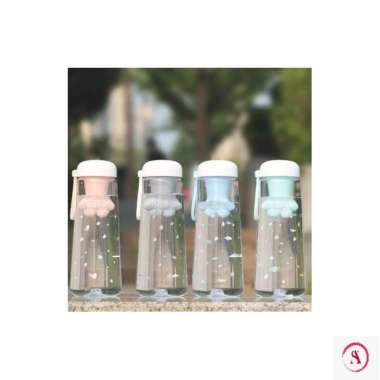 Botol Minum Lucu dan Unik Botol Minum Plastik Bening Motif Kaki Kucing KC505 - BIRU