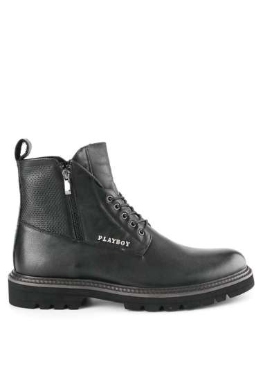 PL09 SEPATU BOOT PLAYBOY PRIA ORIGINAL BOOTS CASUAL KULIT ASLI BRANDED HITAM BLACK