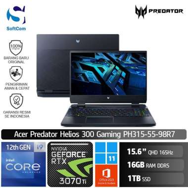 Acer Predator Helios 300 PH315 55 98R7 Laptop Gaming [Core i9-12900H/16GB/1TB/RTX3070Ti 8GB/15.6" QH