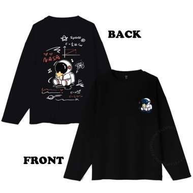 ELLIPSESINC Kaos Oversize Wanita Lengan Panjang NASA SPACE OVERSIZE HITAM