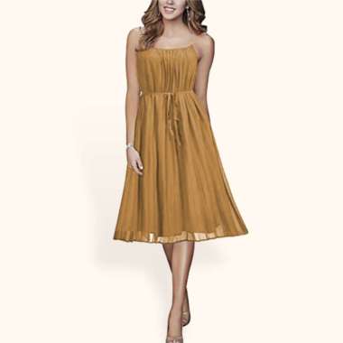 Dress Camisoles sexy plisket Tali kecil Wanita Gaya Korea - Jfashion Nora Kuning