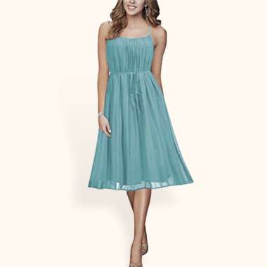 Dress Camisoles sexy plisket Tali kecil Wanita Gaya Korea - Jfashion Nora Biru